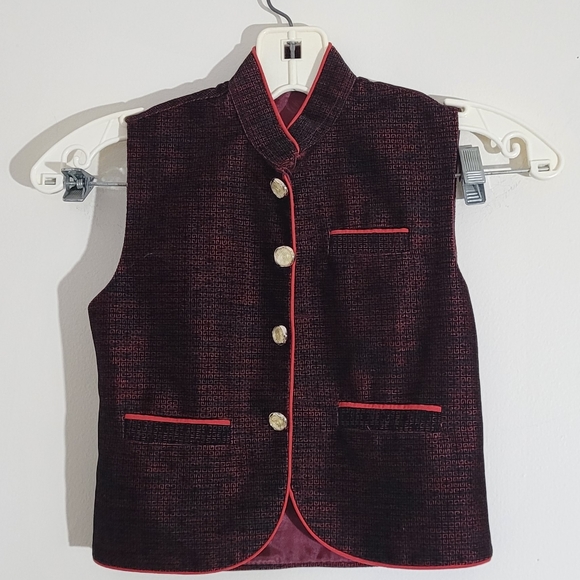 Tonyland -- Kids Formal Red and Black Vest - Picture 1 of 4